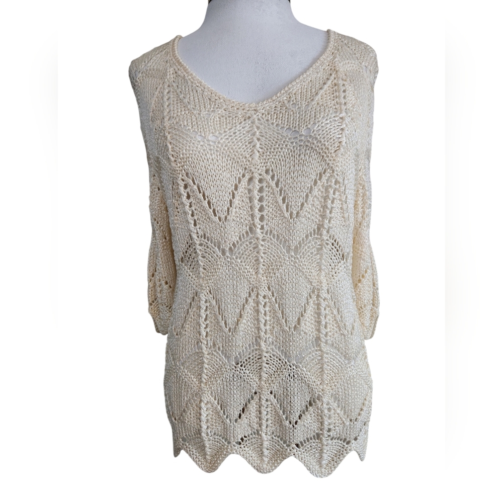🐚Vintage - Crochet Scalloped Top - Size L